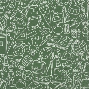 Serviette Einschulung Tafeldesign grün/weiß – 20 Stück